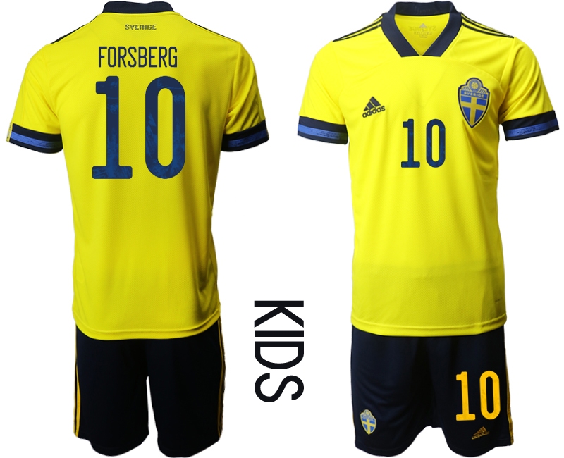 Youth 2021 European Cup Sweden home yellow #10 Soccer Jersey->sweden jersey->Soccer Country Jersey